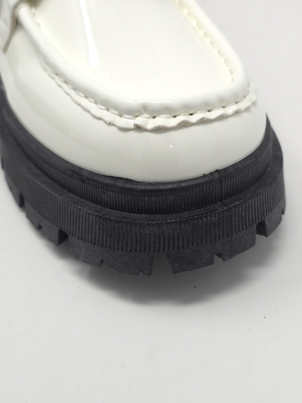 White Chunky Platform Loafers Gold Chain Lug Sole Slip On Trendy - Picture 6 of 10